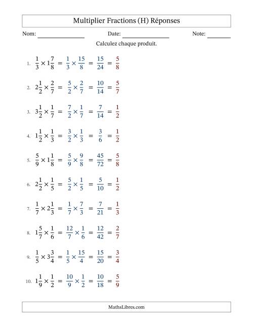 Multiplier Proper et fractions mixtes, et avec simplification dans tous les problèmes (H) page 2