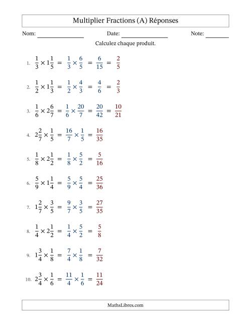 Multiplier Proper et fractions mixtes, et avec simplification dans quelques problèmes (A) page 2