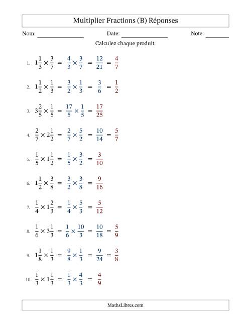 Multiplier Proper et fractions mixtes, et avec simplification dans quelques problèmes (B) page 2