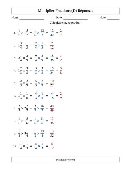 Multiplier Proper et fractions mixtes, et avec simplification dans quelques problèmes (D) page 2