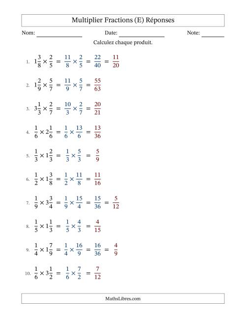 Multiplier Proper et fractions mixtes, et avec simplification dans quelques problèmes (E) page 2