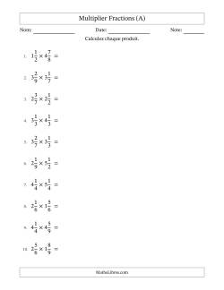 Multiplier deux fractions mixtes, et sans simplification