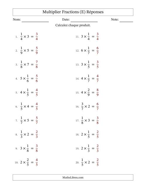 Multiplier fractions propres by Whole Numbers, et sans simplification (E) page 2