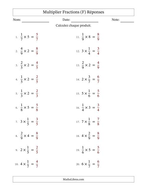 Multiplier fractions propres by Whole Numbers, et sans simplification (F) page 2