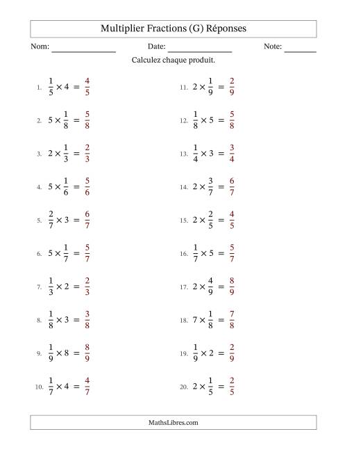 Multiplier fractions propres by Whole Numbers, et sans simplification (G) page 2