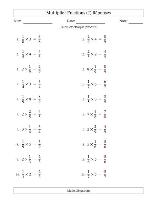 Multiplier fractions propres by Whole Numbers, et sans simplification (J) page 2