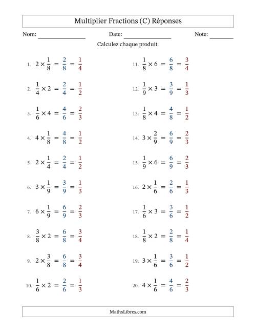Multiplier fractions propres by Whole Numbers, et avec simplification dans tous les problèmes (C) page 2