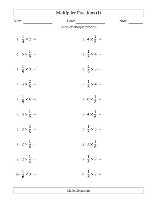 Multiplier fractions propres by Whole Numbers, et avec simplification dans tous les problèmes (I)