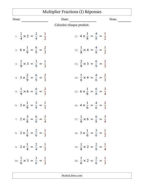 Multiplier fractions propres by Whole Numbers, et avec simplification dans tous les problèmes (I) page 2