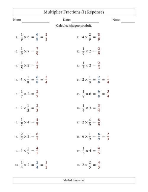 Multiplier fractions propres by Whole Numbers, et avec simplification dans quelques problèmes (I) page 2
