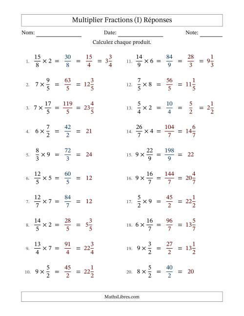 Multiplier Improper Fractions by Whole Numbers, et avec simplification dans quelques problèmes (I) page 2
