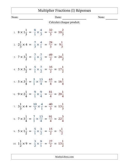 Multiplier fractions mixtes con nombres éntiers, et sans simplification (I) page 2