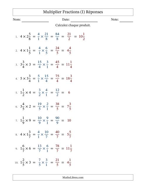 Multiplier fractions mixtes con nombres éntiers, et avec simplification dans quelques problèmes (I) page 2