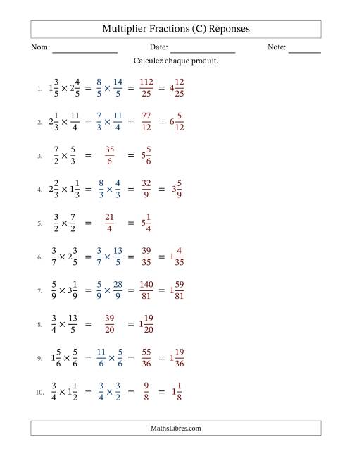 Multiplier fractions propres, impropres et mixtes, et sans simplification (C) page 2