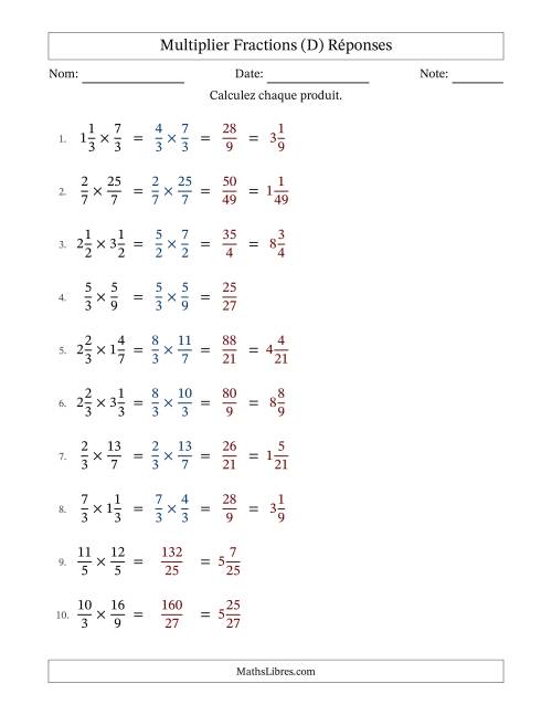 Multiplier fractions propres, impropres et mixtes, et sans simplification (D) page 2
