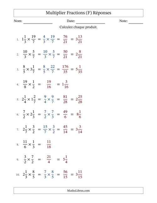 Multiplier fractions propres, impropres et mixtes, et sans simplification (F) page 2