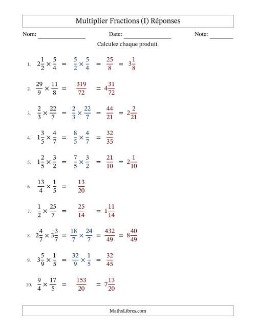 Multiplier fractions propres, impropres et mixtes, et sans simplification (I) page 2