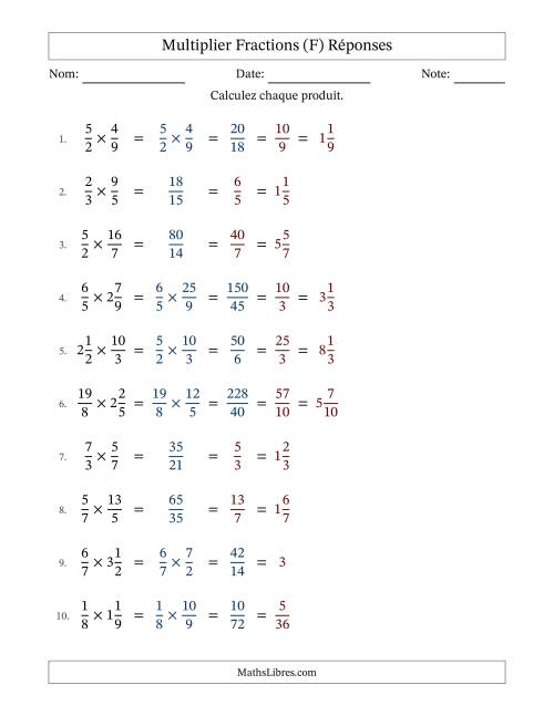 Multiplier fractions propres, impropres et mixtes, et avec simplification dans tous les problèmes (F) page 2