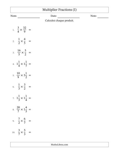 Multiplier fractions propres, impropres et mixtes, et avec simplification dans tous les problèmes (I)