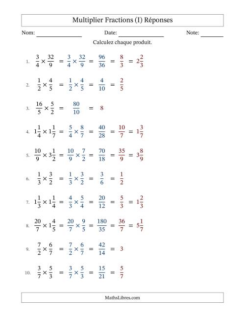 Multiplier fractions propres, impropres et mixtes, et avec simplification dans tous les problèmes (I) page 2