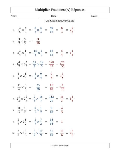 Multiplier fractions propres, impropres et mixtes, et avec simplification dans quelques problèmes (A) page 2