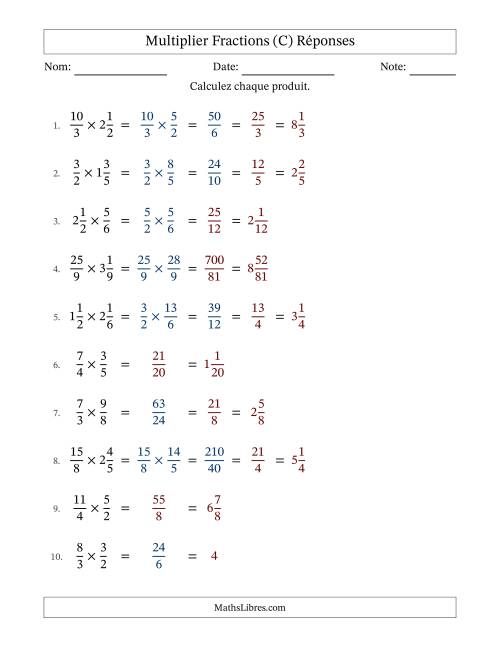 Multiplier fractions propres, impropres et mixtes, et avec simplification dans quelques problèmes (C) page 2
