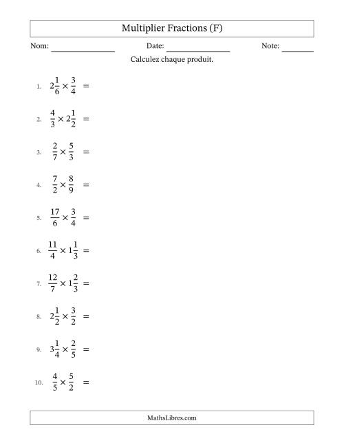 Multiplier fractions propres, impropres et mixtes, et avec simplification dans quelques problèmes (F)