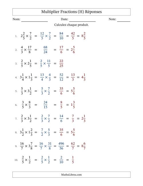 Multiplier fractions propres, impropres et mixtes, et avec simplification dans quelques problèmes (H) page 2