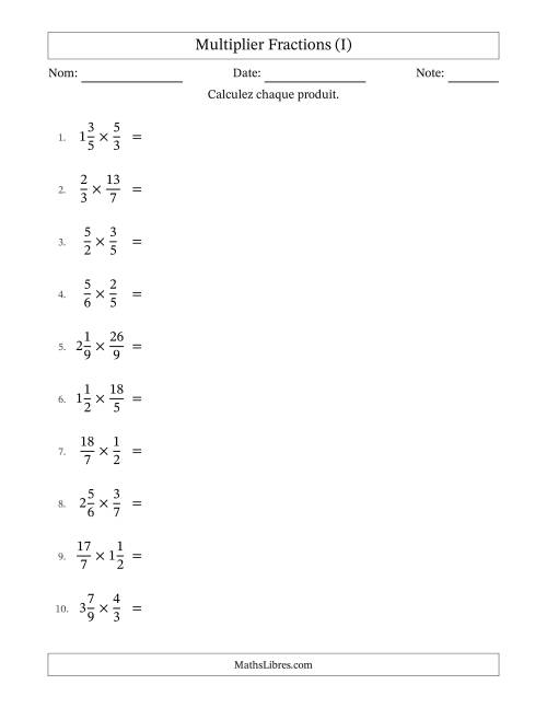 Multiplier fractions propres, impropres et mixtes, et avec simplification dans quelques problèmes (I)