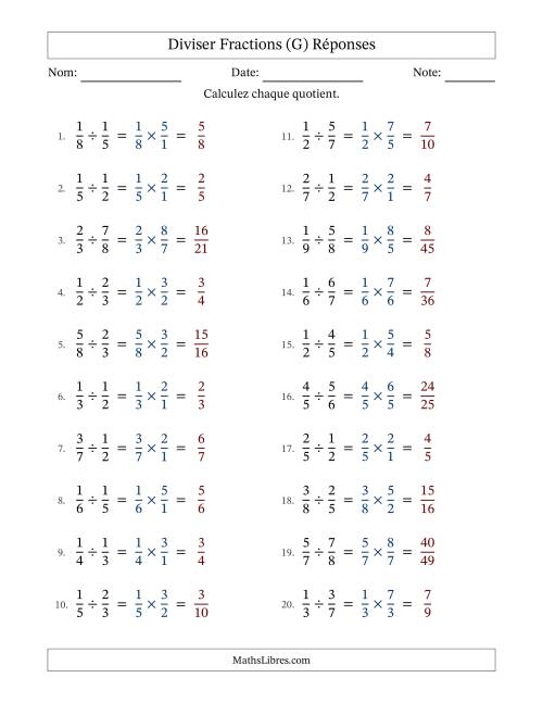 Diviser deux fractions propres, et sans simplification (G) page 2