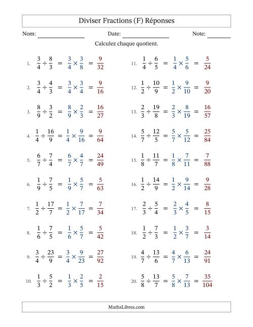 Diviser fractions propres e impropres, et sans simplification (F) page 2