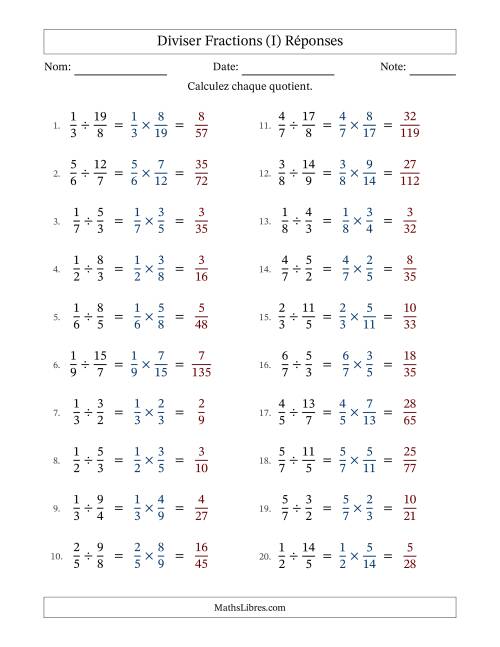 Diviser fractions propres e impropres, et sans simplification (I) page 2