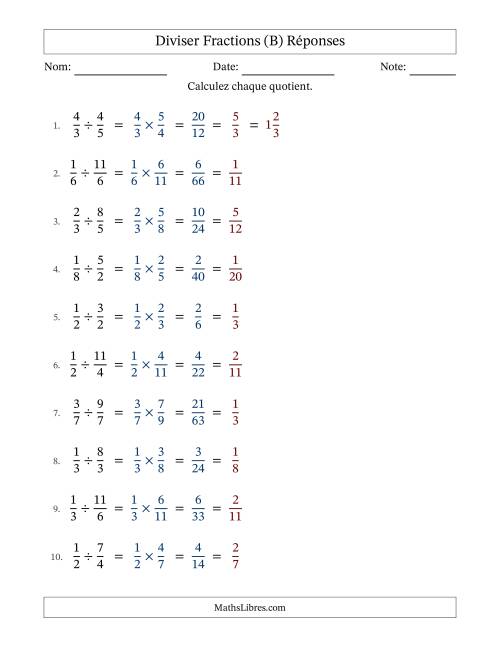 Diviser fractions propres e impropres, et avec simplification dans tous les problèmes (B) page 2