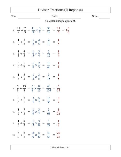 Diviser fractions propres e impropres, et avec simplification dans tous les problèmes (I) page 2