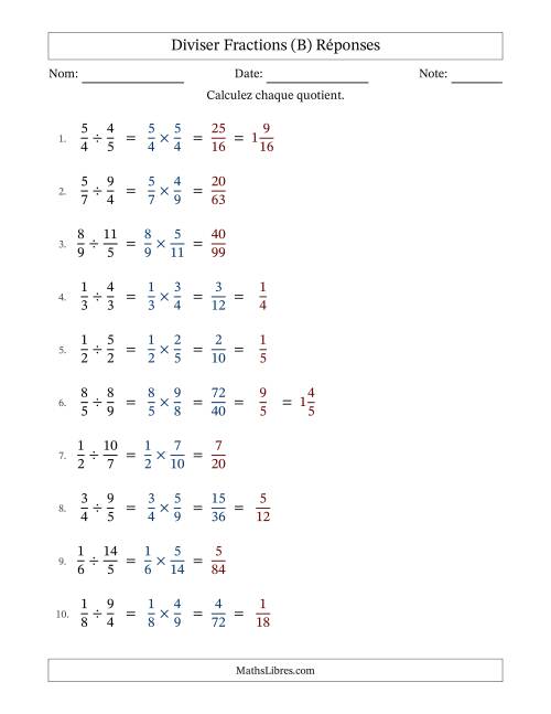 Diviser fractions propres e impropres, et avec simplification dans quelques problèmes (B) page 2