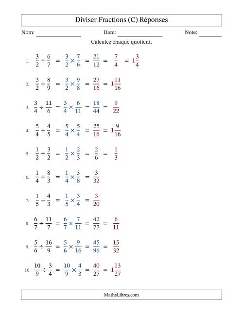 Diviser fractions propres e impropres, et avec simplification dans quelques problèmes (C) page 2