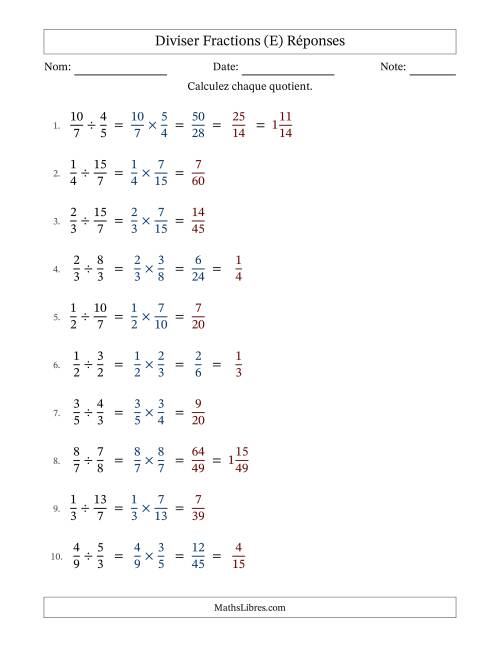 Diviser fractions propres e impropres, et avec simplification dans quelques problèmes (E) page 2