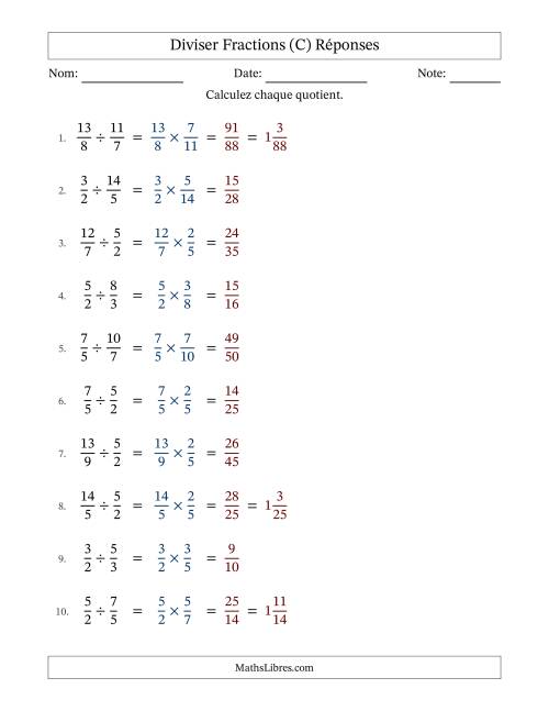 Diviser deux fractions impropres, et sans simplification (C) page 2