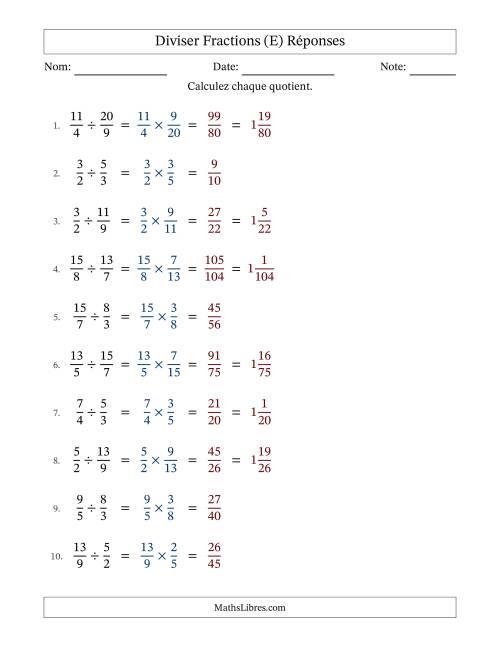 Diviser deux fractions impropres, et sans simplification (E) page 2