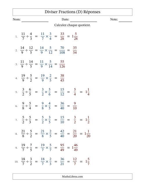 Diviser deux fractions impropres, et avec simplification dans quelques problèmes (D) page 2