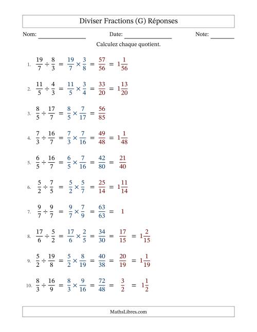 Diviser deux fractions impropres, et avec simplification dans quelques problèmes (G) page 2