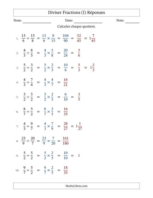 Diviser deux fractions impropres, et avec simplification dans quelques problèmes (I) page 2
