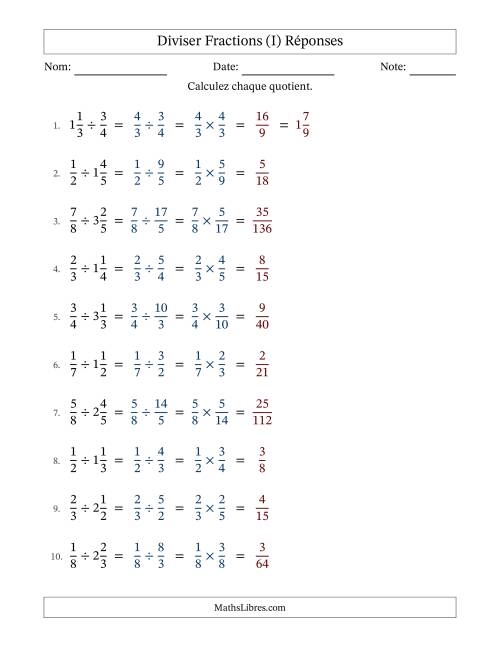 Diviser fractions propres et mixtes, et sans simplification (I) page 2
