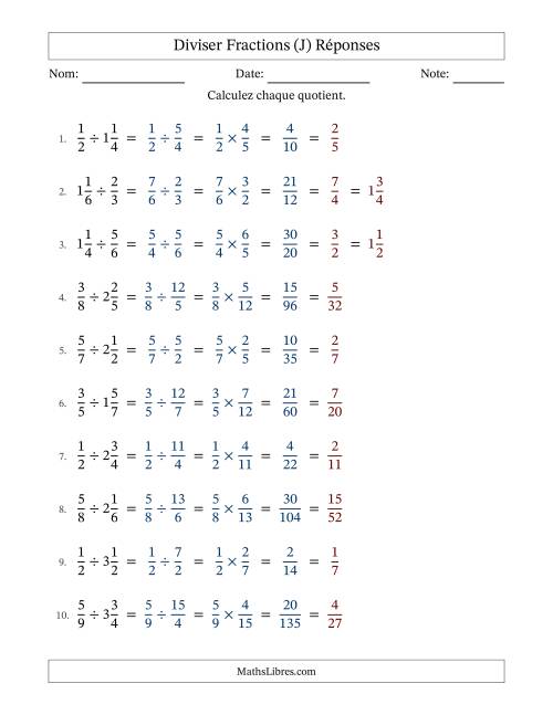 Diviser fractions propres et mixtes, et avec simplification dans tous les problèmes (J) page 2