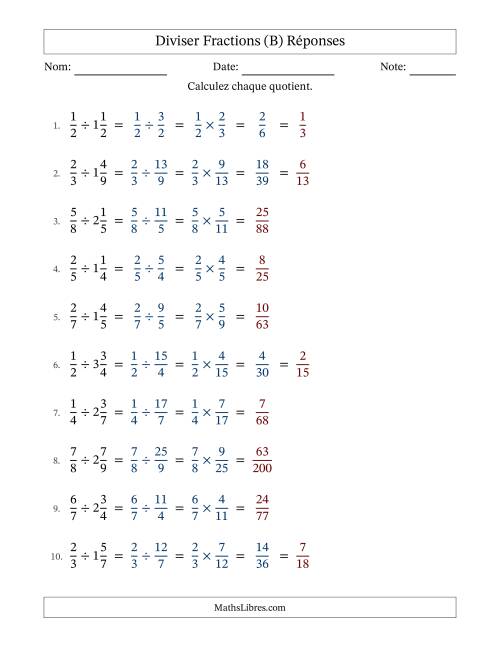Diviser fractions propres et mixtes, et avec simplification dans quelques problèmes (B) page 2