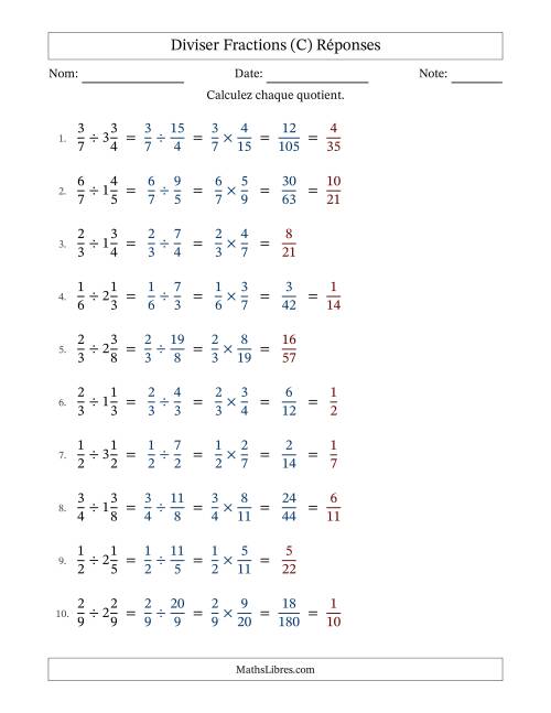 Diviser fractions propres et mixtes, et avec simplification dans quelques problèmes (C) page 2