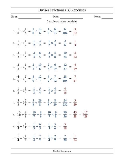 Diviser fractions propres et mixtes, et avec simplification dans quelques problèmes (G) page 2