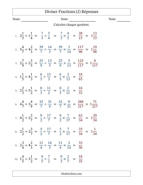 Diviser deux fractions mixtes, et sans simplification (J) page 2