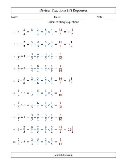Diviser fractions propres con nombres éntiers, et sans simplification (F) page 2