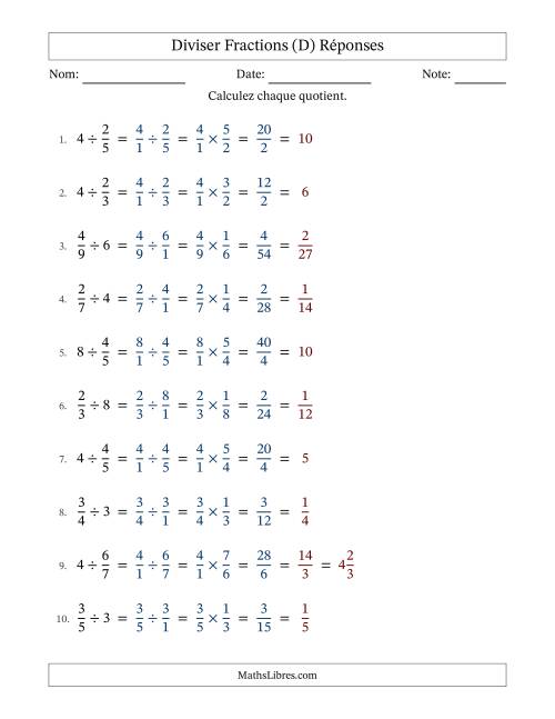 Diviser fractions propres con nombres éntiers, et avec simplification dans tous les problèmes (D) page 2